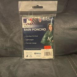 New In Package Adult Athletics Baseball Plastic Rain Poncho