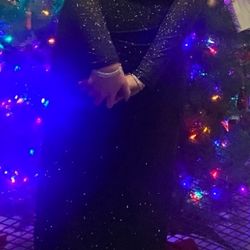 Black Glitter Long-Sleeve Dress – Size Medium (Worn Once)