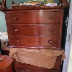 2 Claw Foot Fruit Wood Antique Dressers 