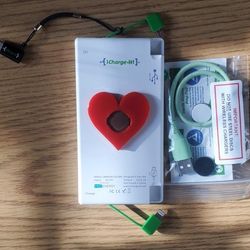 New And Never Used Cell Phone Power Bank And Charger With Various Adapters