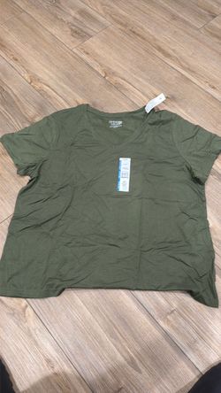 Time and Tru Green V-Neck T-Shirt - 3X