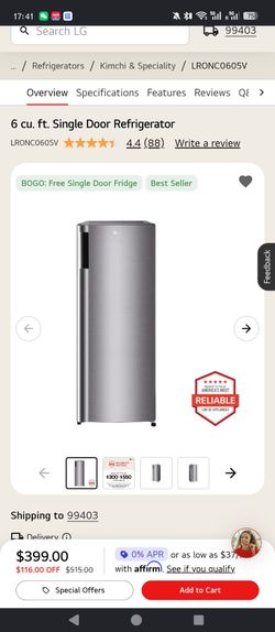 LG 6 cu. ft. Single Door Refrigerator