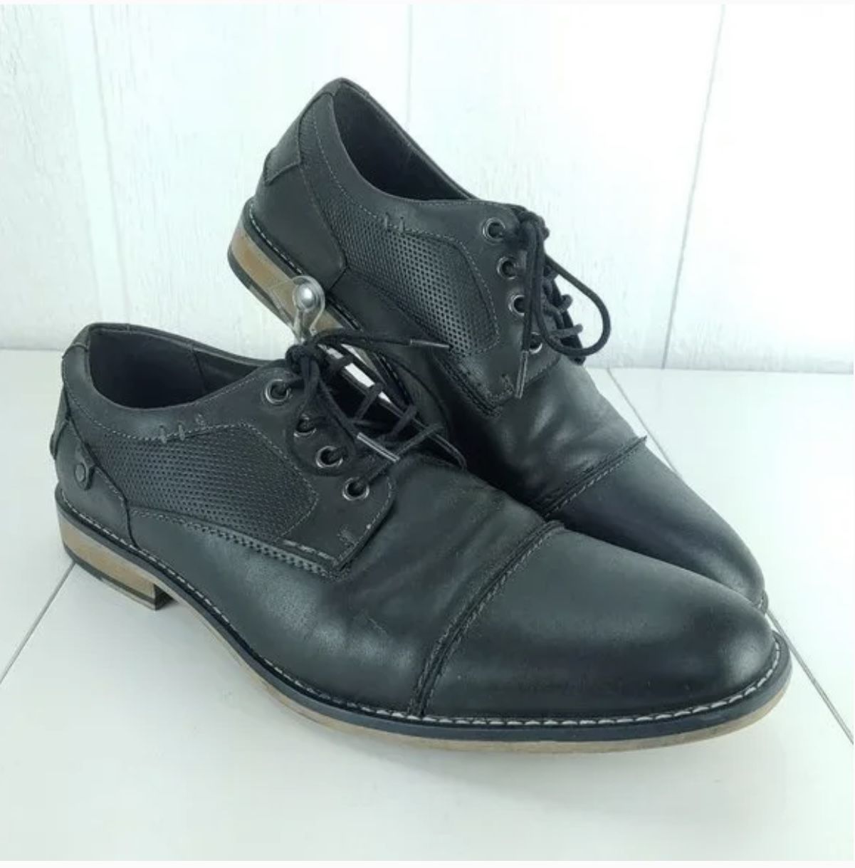 SM New York Men's Derby Black Dress Shoes Oliver