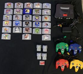 Nintendo 64 Console, 33 Games, 4 Controllers, 4 Rumble Pak Bundle