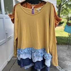Matilda Jane Shirt Women Small Long Sleeve Yellow Ruffle Make Believe Weekend