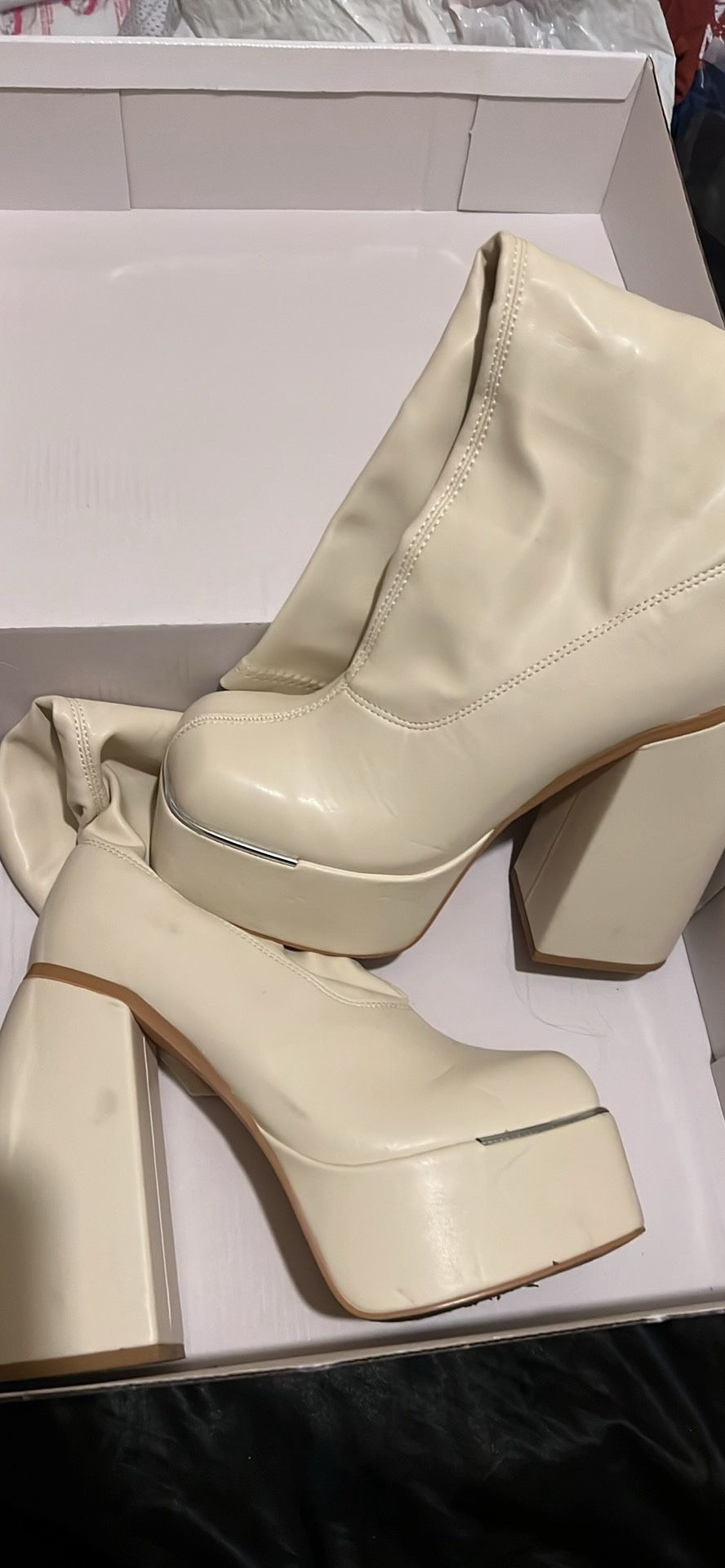 off white/cream platform boots 7-7.5