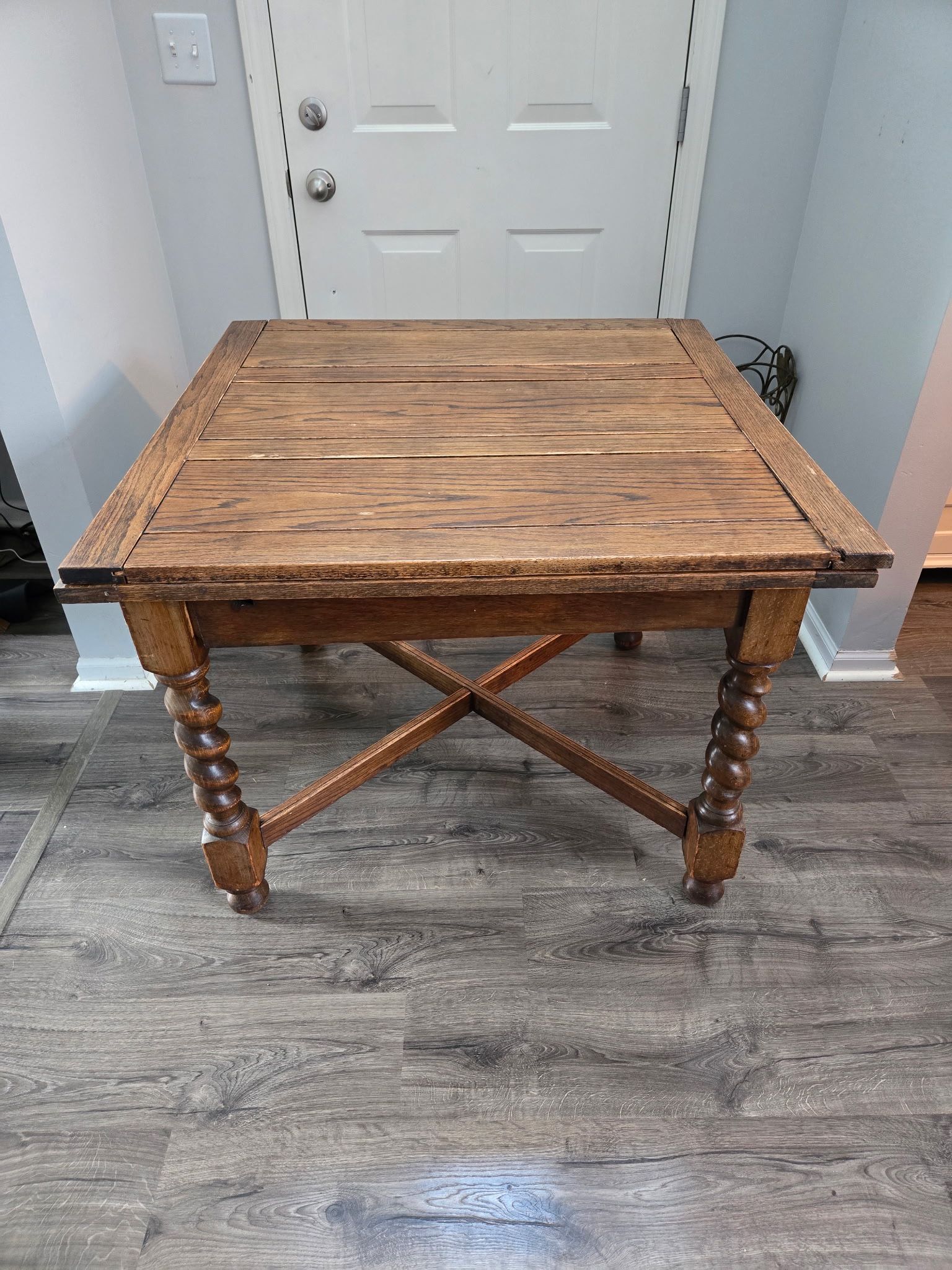 Antique Expanding Pub Kitchen Table Barley Twist Legs