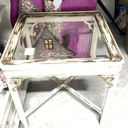 White Glass Side Table