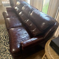 Cherry faux leather couch