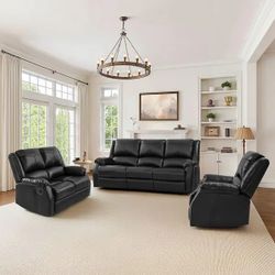Best deal! Sofa + Loveseat + chair recliner leather set!