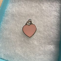 NEW Tiffany Sterling Silver Solid  Pink Heart Charm  in box with Pouch  