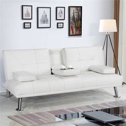 Modern Recliner Couch Faux Leather Futon Sofa Bed