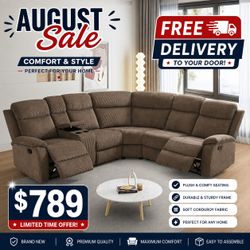 Living room modern reclining sectional sofa