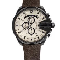 Diesel  Mega Chief Chronograph Mens Dark Brown Leather Analog Quartz Watch