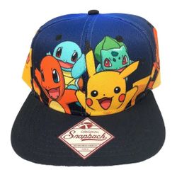 2017 Pokemon Pikachu Bulbasaur Charmander Squirtle Snapback Hat Youth New