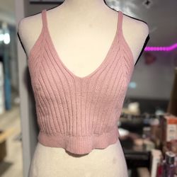 Coco And Shay Pink Cotton Knit Crop Top