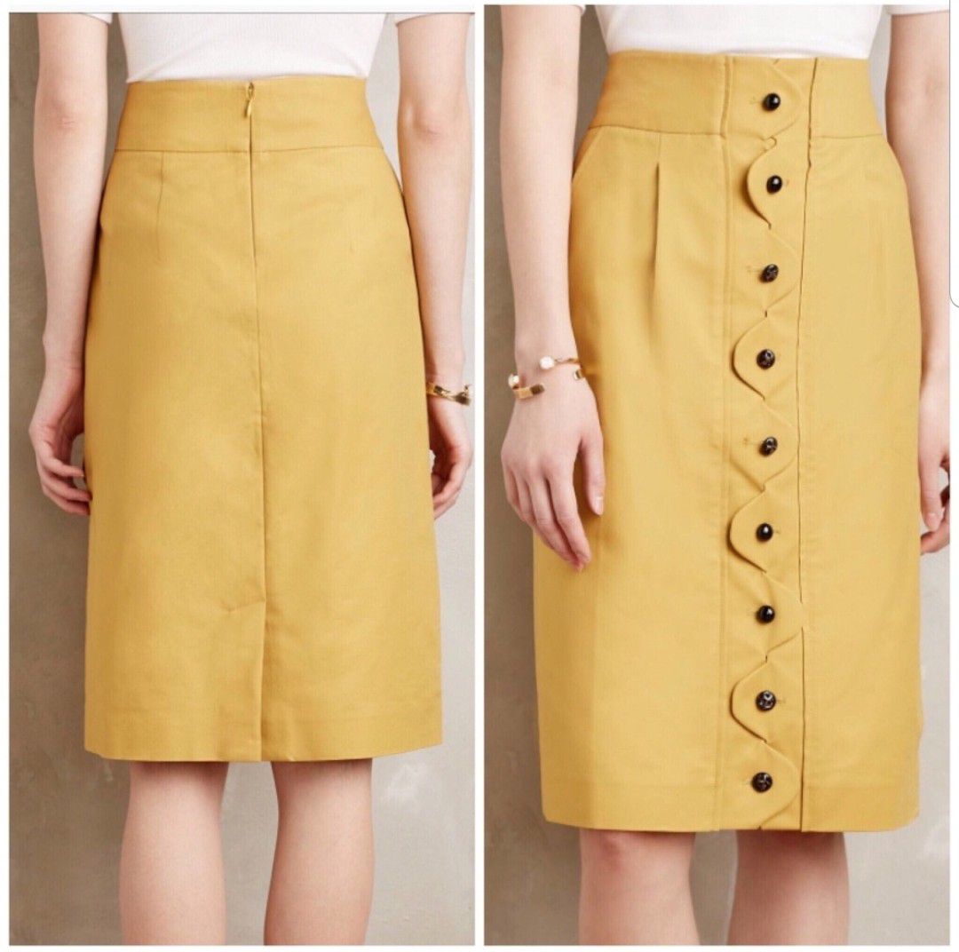 Anthropologie Maeve Ada Button Front Skirt