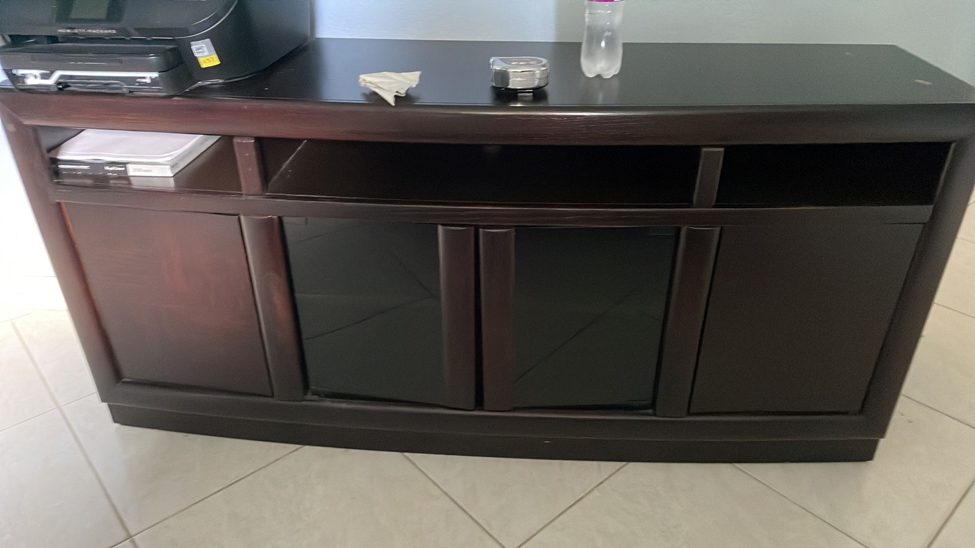 Tv Stand With 2 Side Cabinets and center glass cabinet