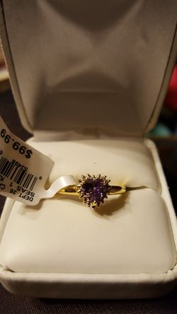 BRAND NEW PURPLE HEART WITH CZ VALENTINE'S DAY RING