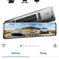 LINGDU LD05 12" Mirror Dash Cam Backup Camera, 2K 1440P+1440P Front and Rear Rearview Mirror for Cars, Full Touch Screen with Detached Dual Cameras, P