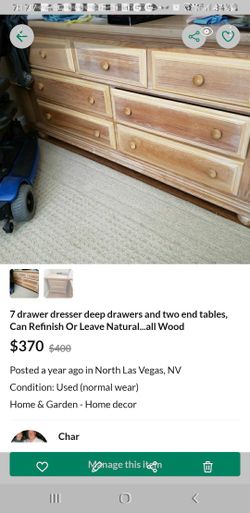 All wood dresser and 2 end tables 300$