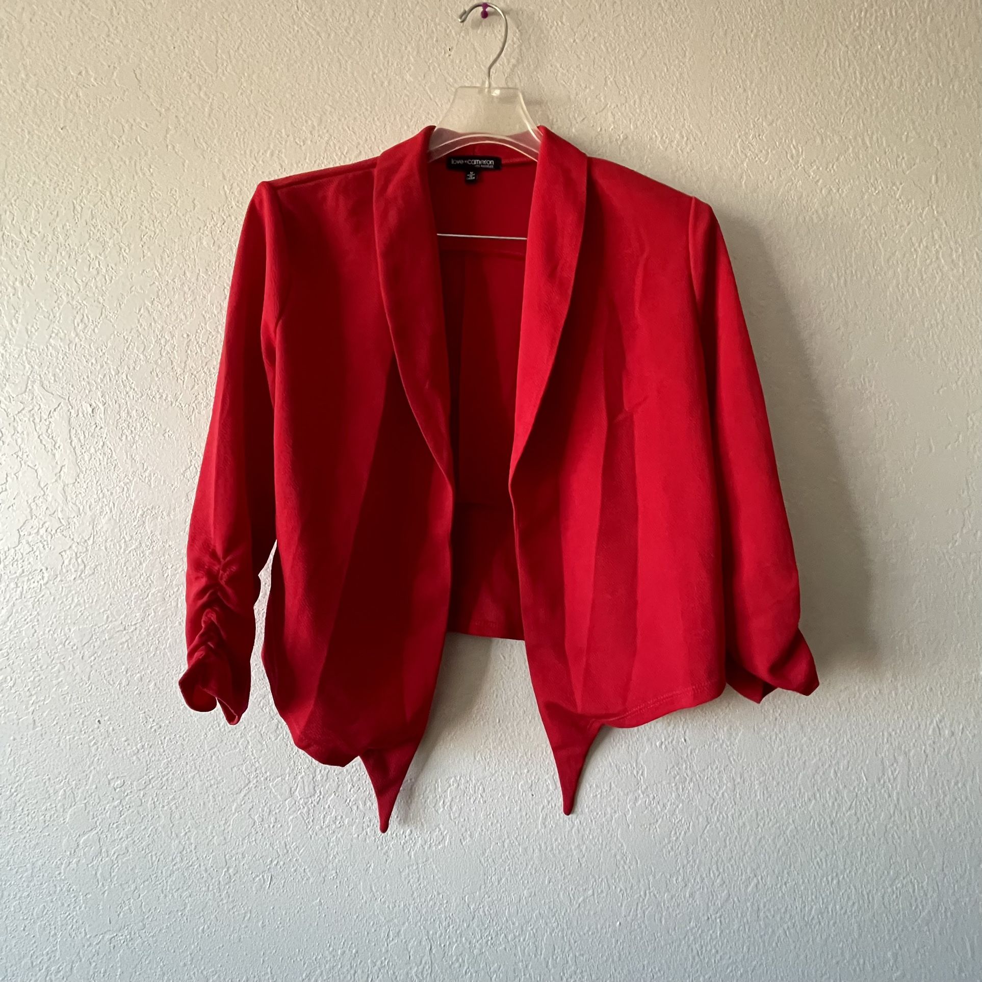 Love Cameron, Women’s Red 3/4 Sleeve Stretchy Blazer, Size M