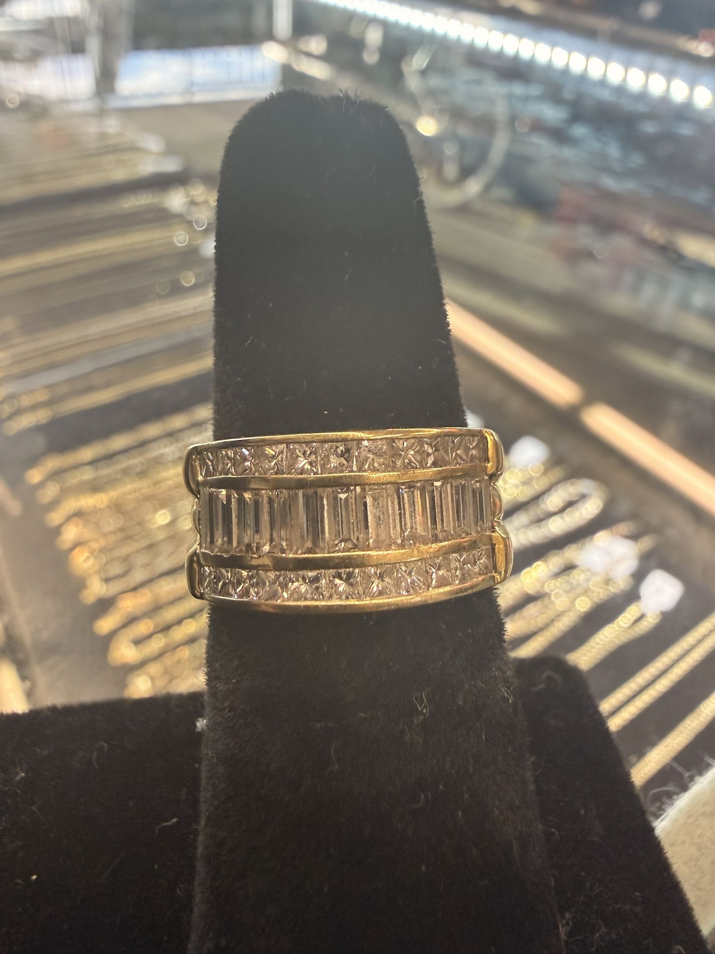 18KT Gold Ring W/ Baguette & Princess Diamonds 35163-1