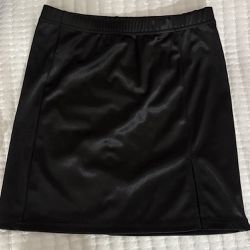 Black Satin Mini Skirt 