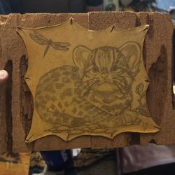 Vintage Wooden Cat On Wood 