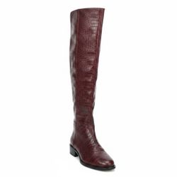 AQUATALIA FLORINA Croc Emb Leather OVER THE KNEE Boot Womens 9 ITALY Maroon