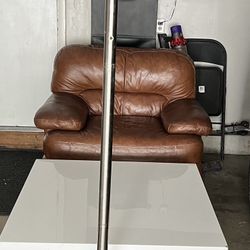 Leather Chair, Lamp And Coffee Table 