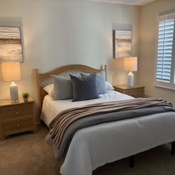 Elegant Wicker Bedroom Set with Glass Tops – Excellent Condition