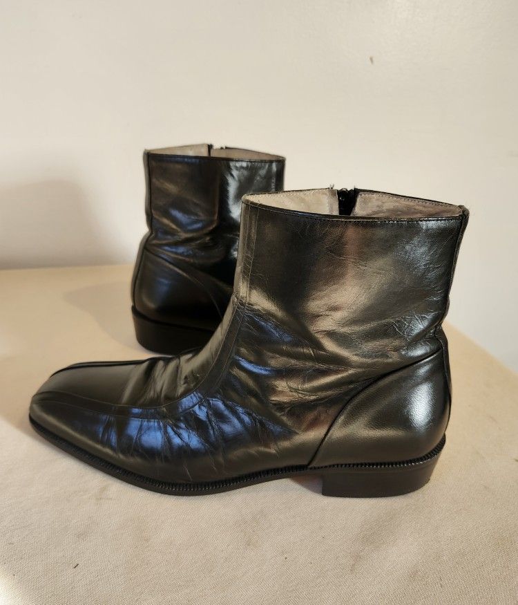 MEN'S LUXURY RETRO BACK ZIP UP BOOTS 10 1/2 MADE IN SPAIN.