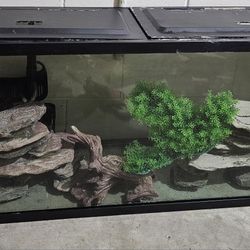 Fish Tank 47 in  Wide × 22 Tall $150 ( $25 Delivery )  With ACCESORIES