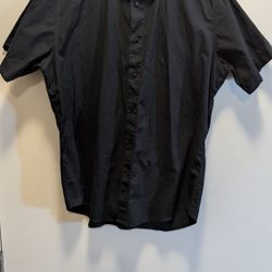 Ben Sherman Men's Black Stretch Short Sleeve Button-Up Shirt Size L
