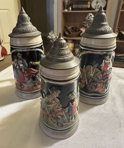 Set Of 3 German Steins