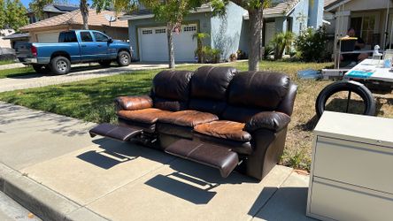 Leather Couch and Coffee Table