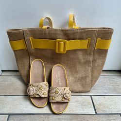 Kate Spade Raffia & Leather Sandals 6.5