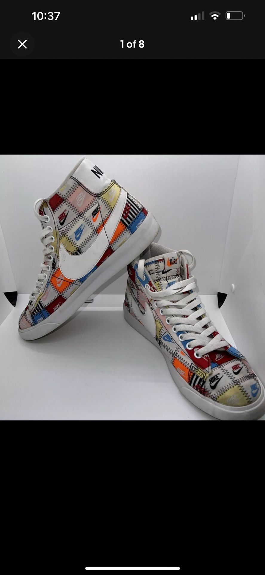 Nike Blazer Mid Patchwork White/Multicolor CI9887 100 Men's Size