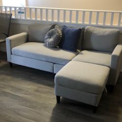 Sectional Sofa/ Couch / Gray/ Fabric & Wood