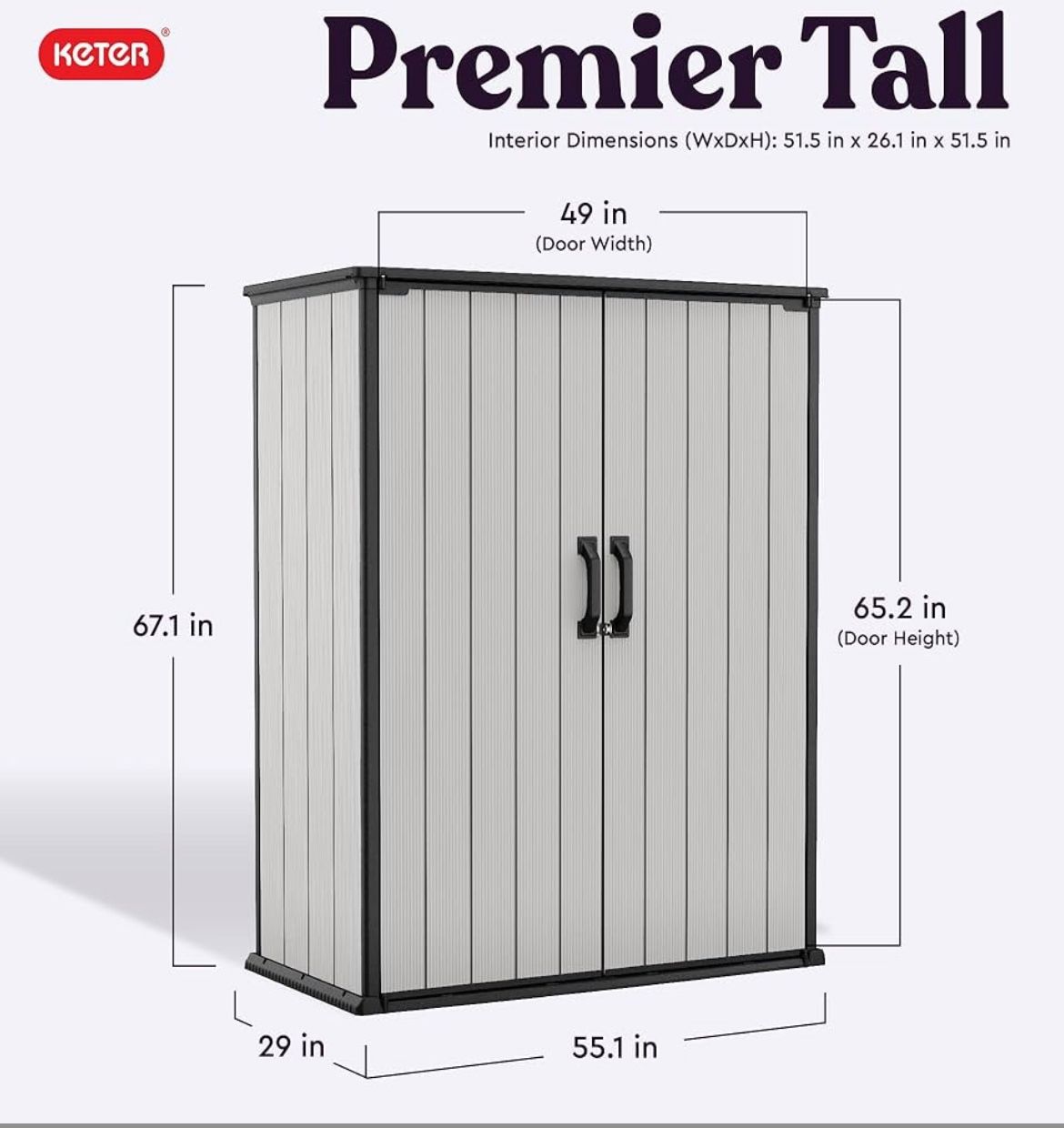 Keter Premier Tall 4.6 x 5.6 ft. Resin Outdoor Storage Shed