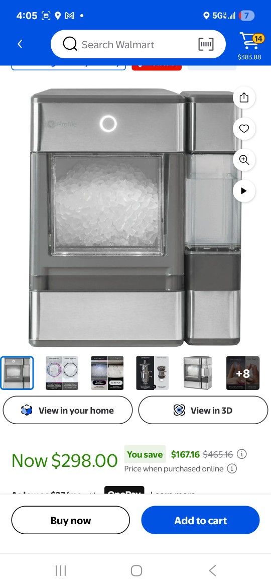 GE Profile Opal Nugget Ice Maker with Side Tank