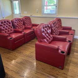 Soft Red Leather Theatre Chairs