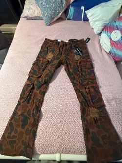 Camo Cargo Flare Pants with Tags Size 40