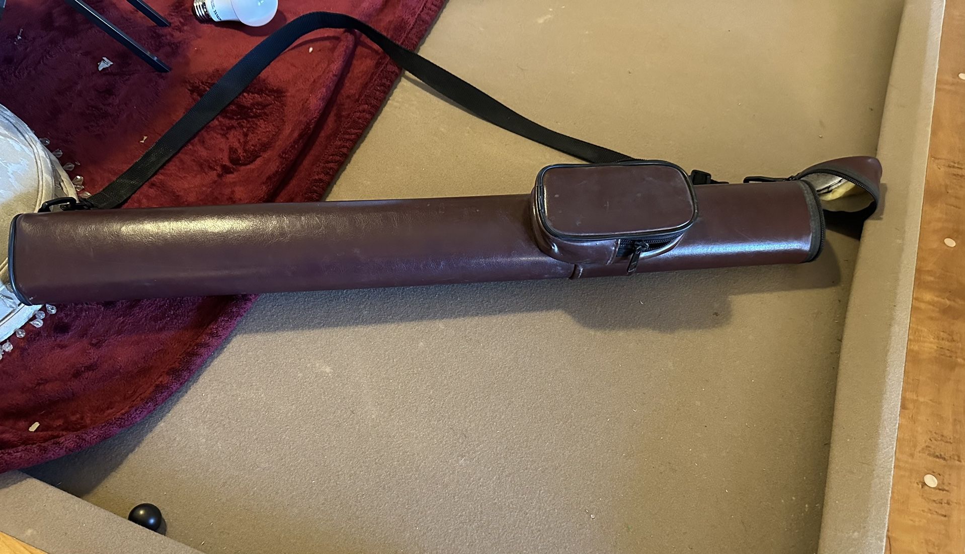 Three Piece Leather Pool Que Holder