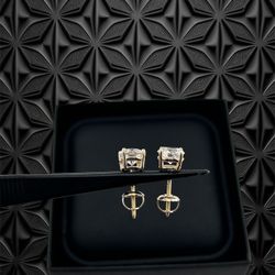 Perfect 4 Prong Certified Lab Diamond Stud Earrings In 14k Yellow Gold 