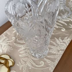 Vintage Crystal Vase.  This Is What You Need If You Like To Display Flowers.  It Sits Beautifully By Itself And Also With A Bouguet.  It Is Alway Admi