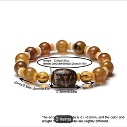 1pc Natural Crystal Agate Sky  Yellow Bracelet 