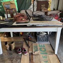 Wood White Table 4 Chairs 