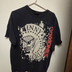 The Ramones 1234 Band Logo Splatter Paint Punk Rock Double Sided Shirt Size L